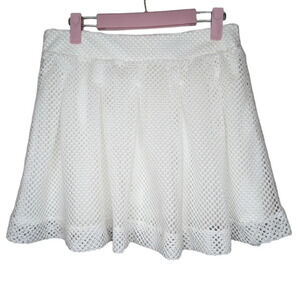 Banana Republic White Mesh Lace Pleated Fit & Flare Skirt Women 6P Tennis Prep